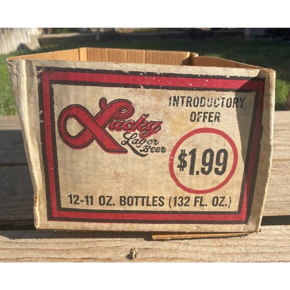 VTG 1962 LUCKY Lager Introductory Offer Beer Carton Box 11oz Stubbies Breweriana - Picture 3 of 5